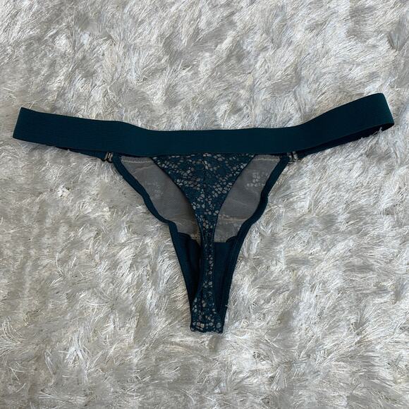 Victoria's Secret Green Elastic Lace Trim Thong Small - Picture 2 of 6